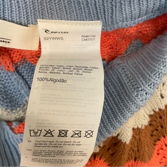 NEW Rip Curl Santorini Sun Crochet Shorts Pull On Zig Zag Multicolor Beach Sz L - Picture 5 of 7